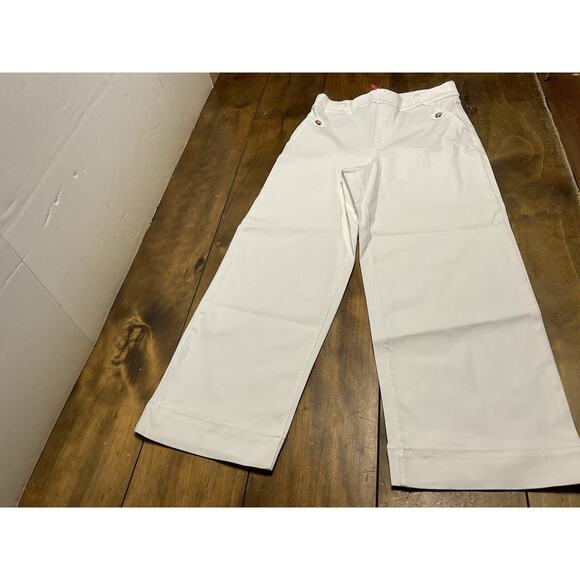SPANX Stretch Twill Cropped Wide Leg Pant White Medium - Picture 1 of 10